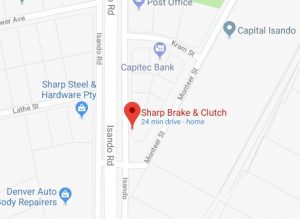 Sharp Brake & Clutch location map indicating service area