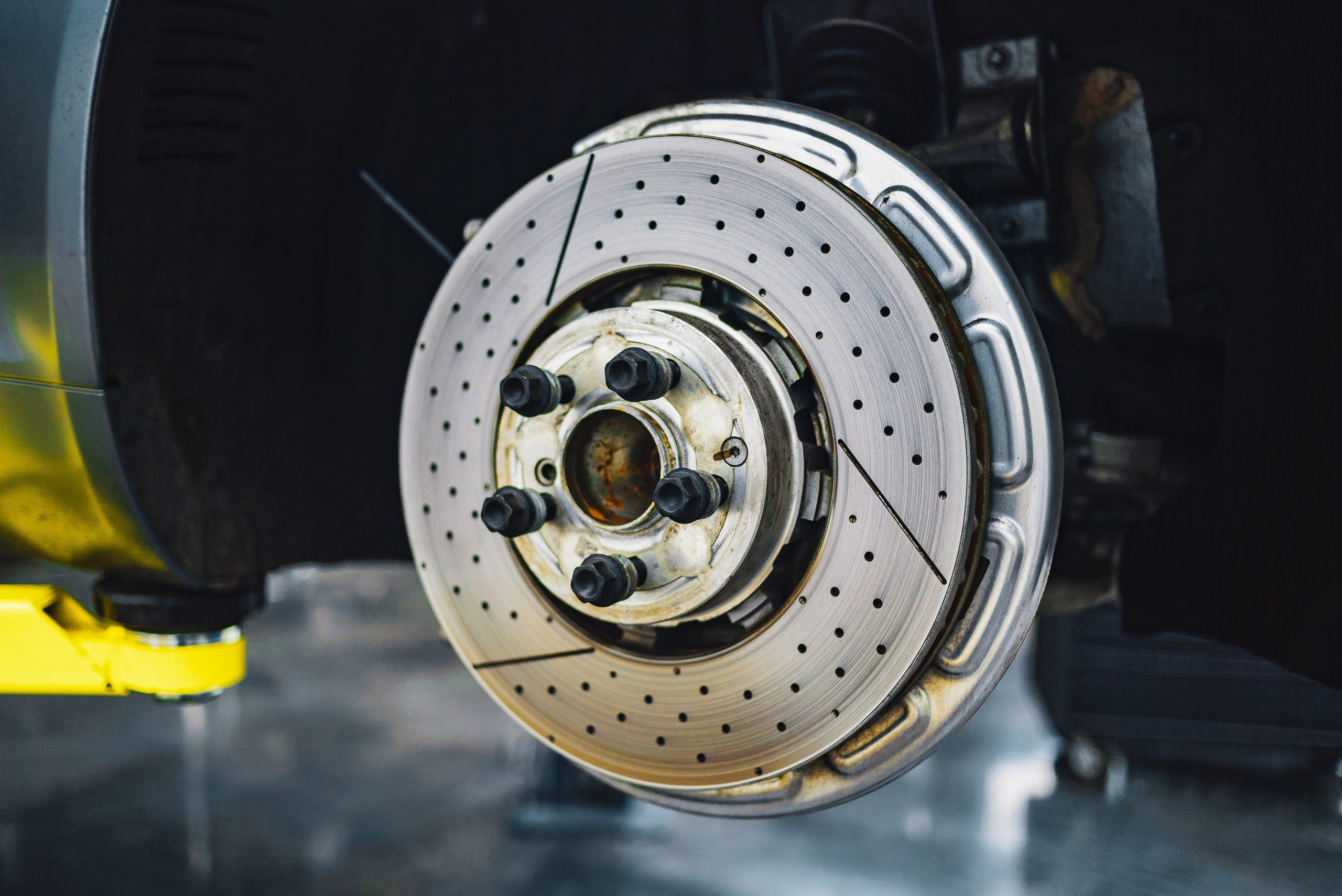 A close up of brake rotors during service and repair